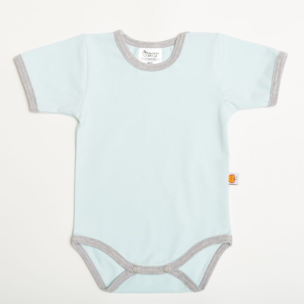 Short-sleeve baby body "Baby Blue/Grey"