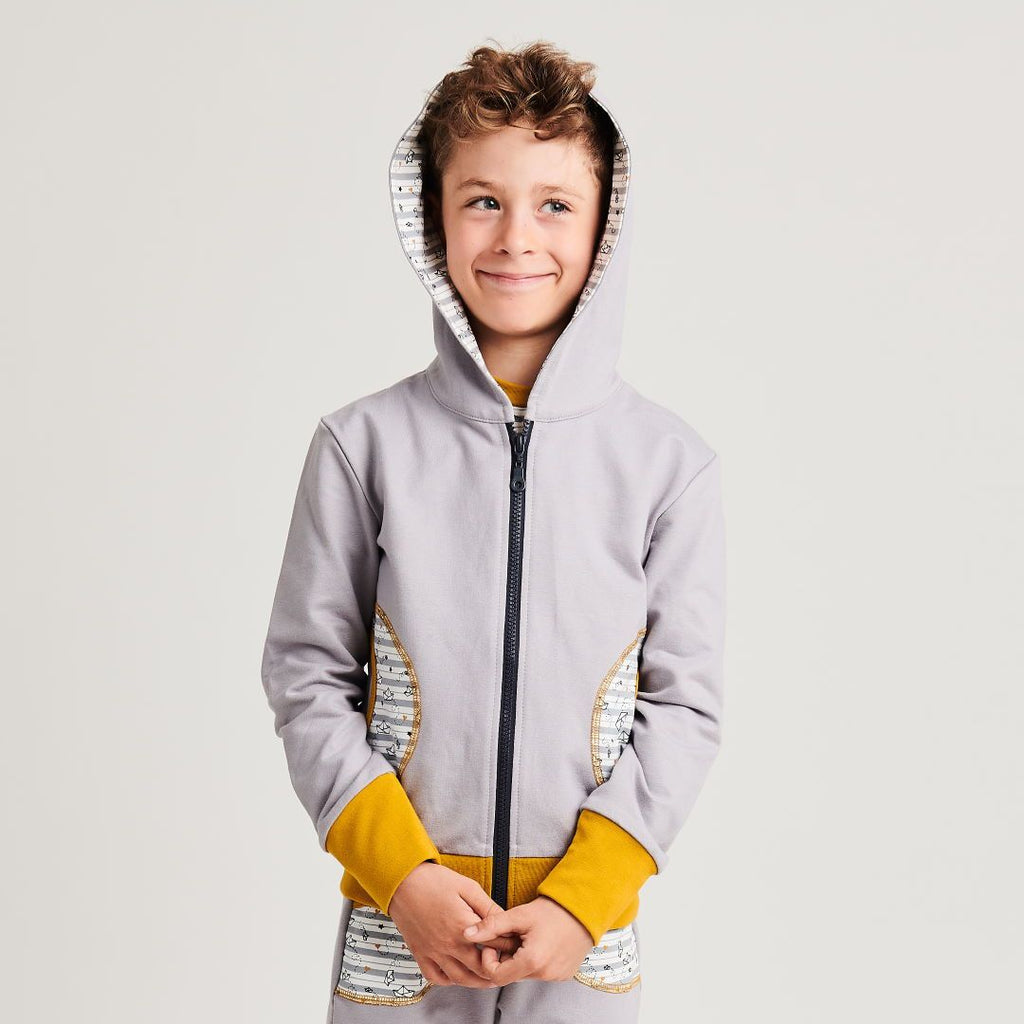 Sweat Hoodie "Summersweat Grey | My little golden Ship" made from 95% organic cotton and 5% elasthane
