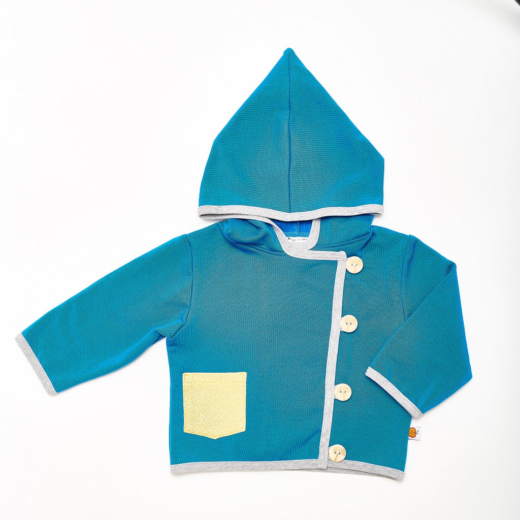 Baby Hoodie Jacket "Sweat Blue/Dotties Bamboo" - Cheeky Apple