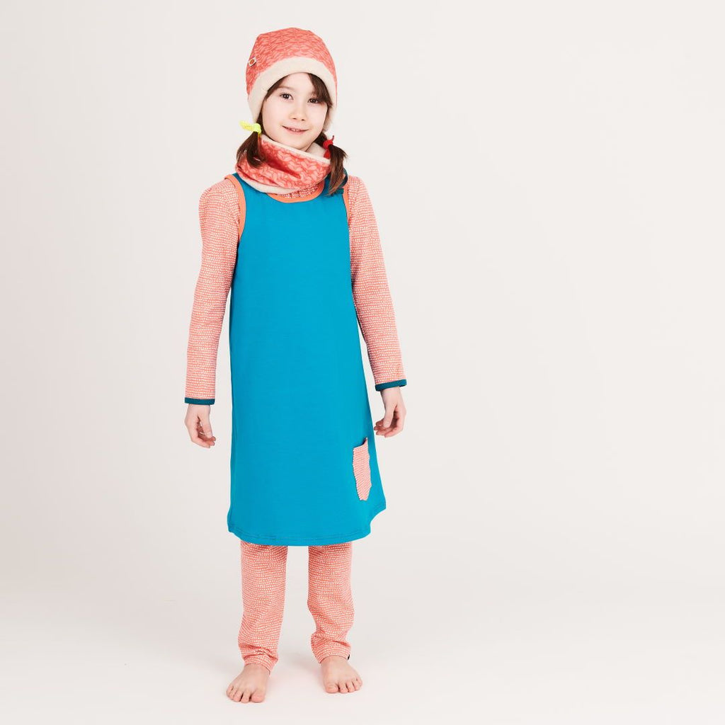 Sleeveless dress "Sweat Light Petrol/Dotted Lines Coral"