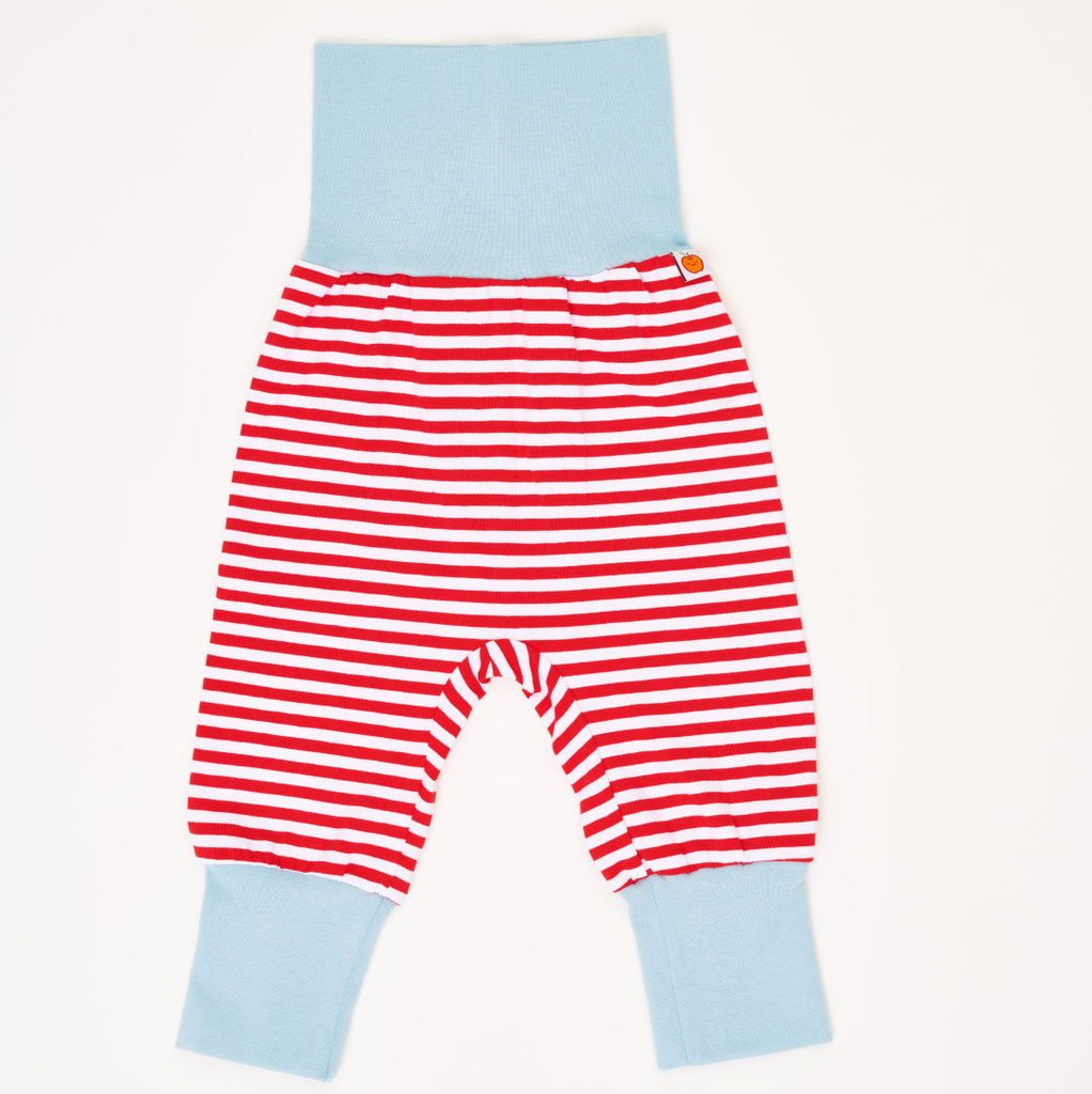 Baby pants "Red-White Stripes/Stone Blue"