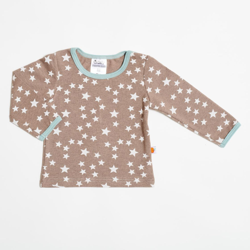 Long sleeve baby top "Stars taupe"