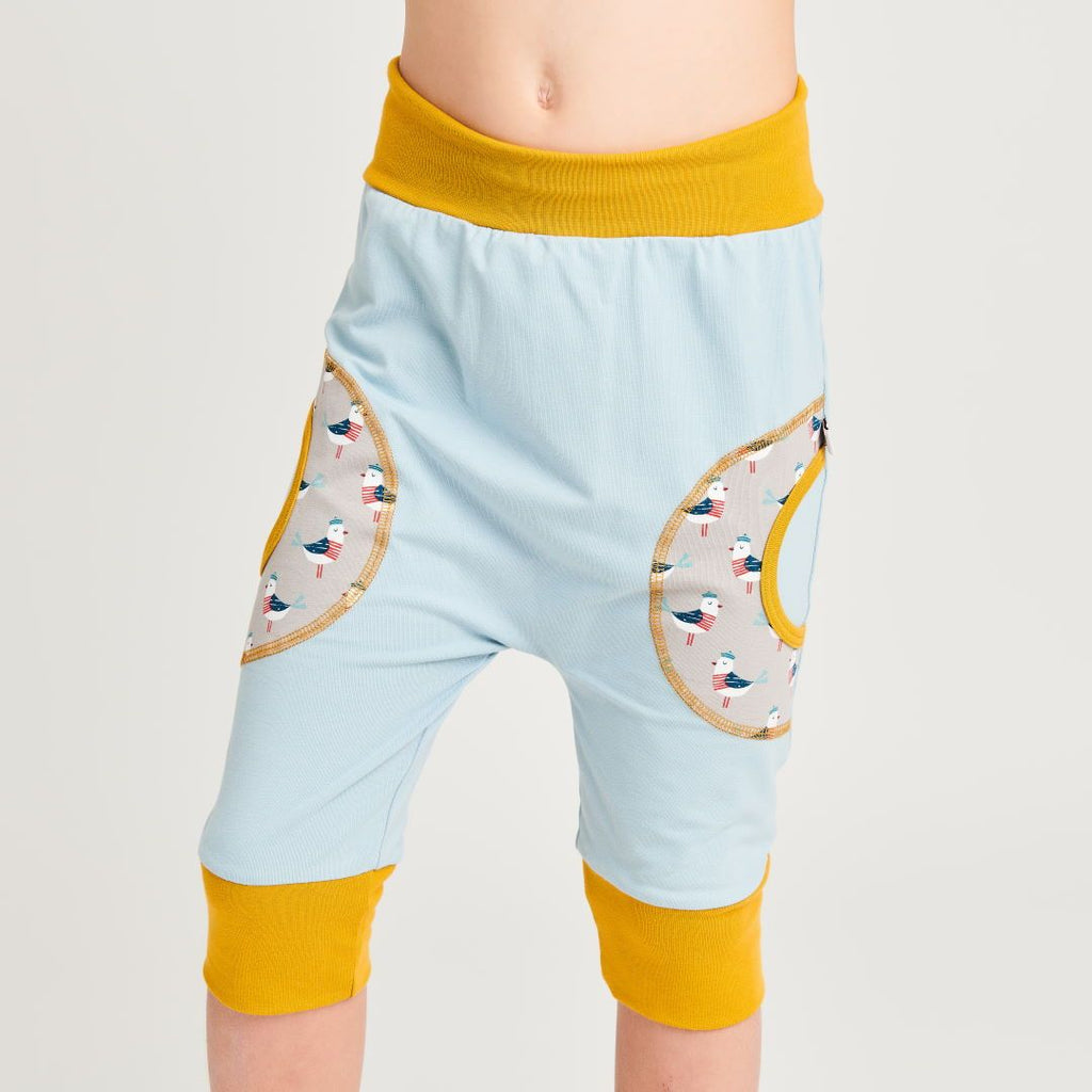 Organic kids harem pants "Jersey Frost | Seagull Fiete" made from 97% organic cotton and 3% elasthane