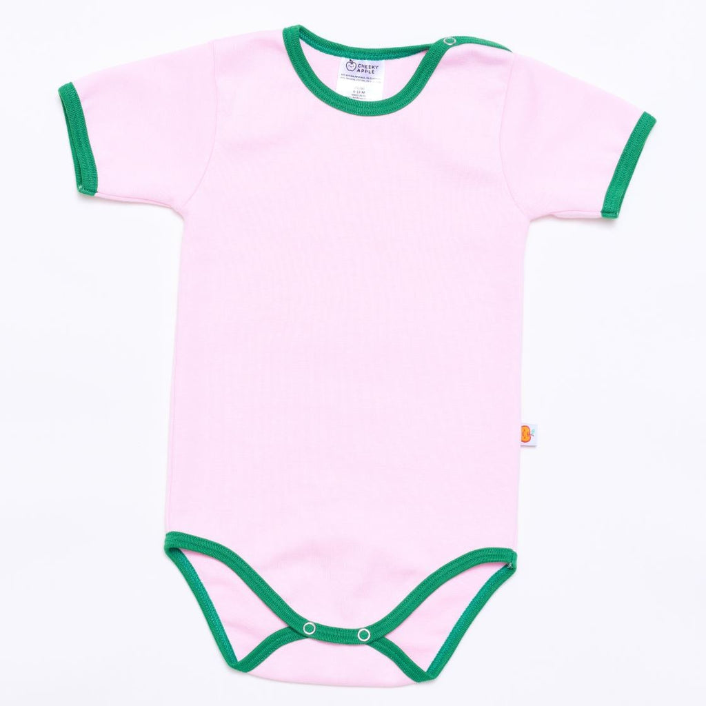 Short-sleeve baby body "Baby pink/Green"