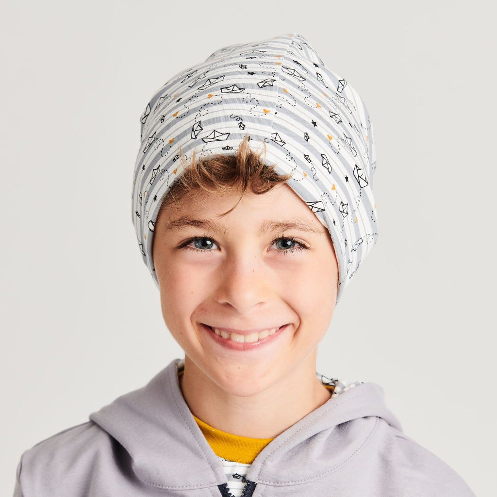 Beanie "My little golden Ship" made from 96% organic cotton and 4% elastane