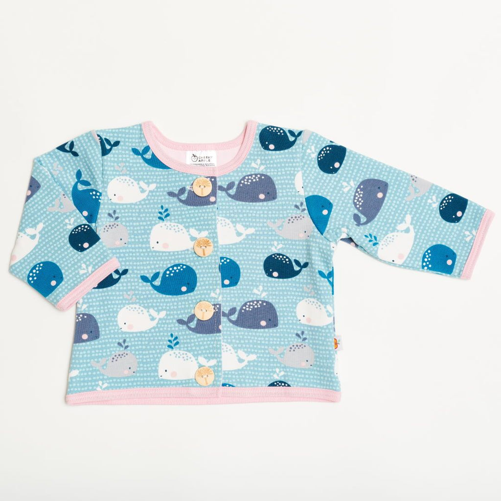 Lined baby jacket "Whales/Baby Pink"