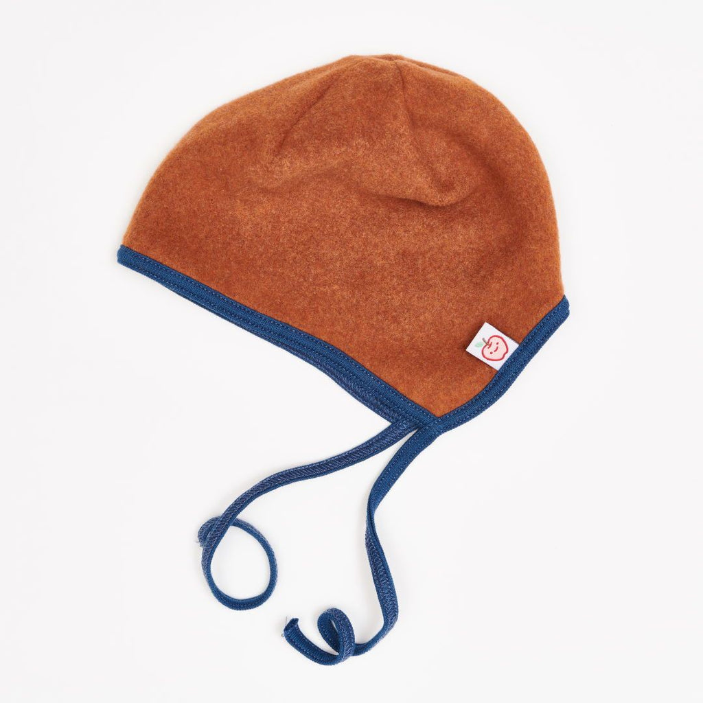 Fleece baby hat with ear flaps "Fleece Copper Marl | Indigo"
