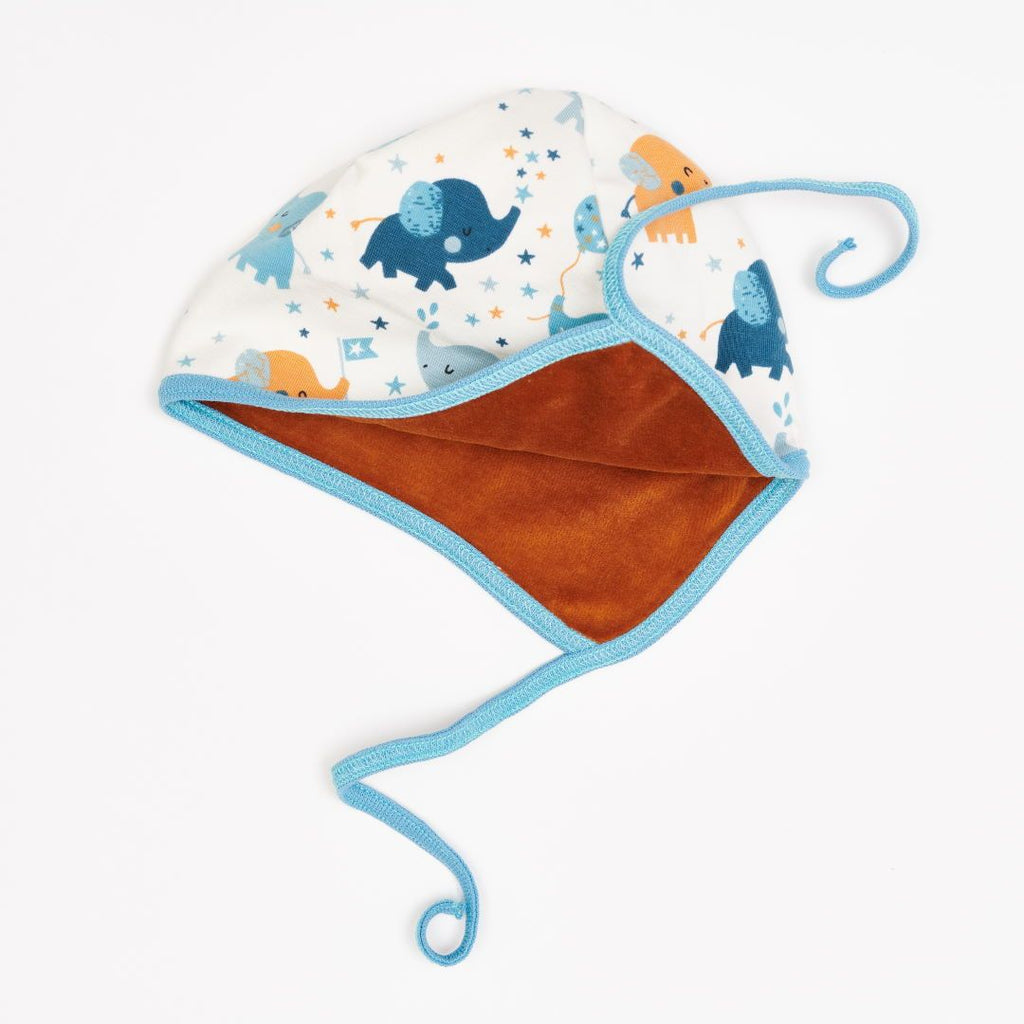 Lined baby hat with ear flaps "Baby Elephant | Nicki Caramel"