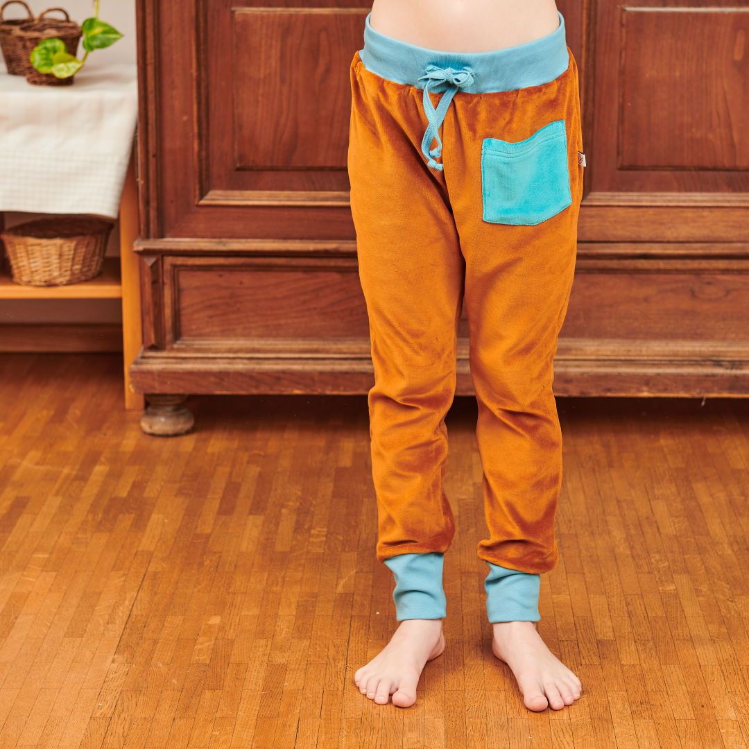 Girls sweatpants Nicki Caramel  Nicki Pagoda Blue - 100% organic co