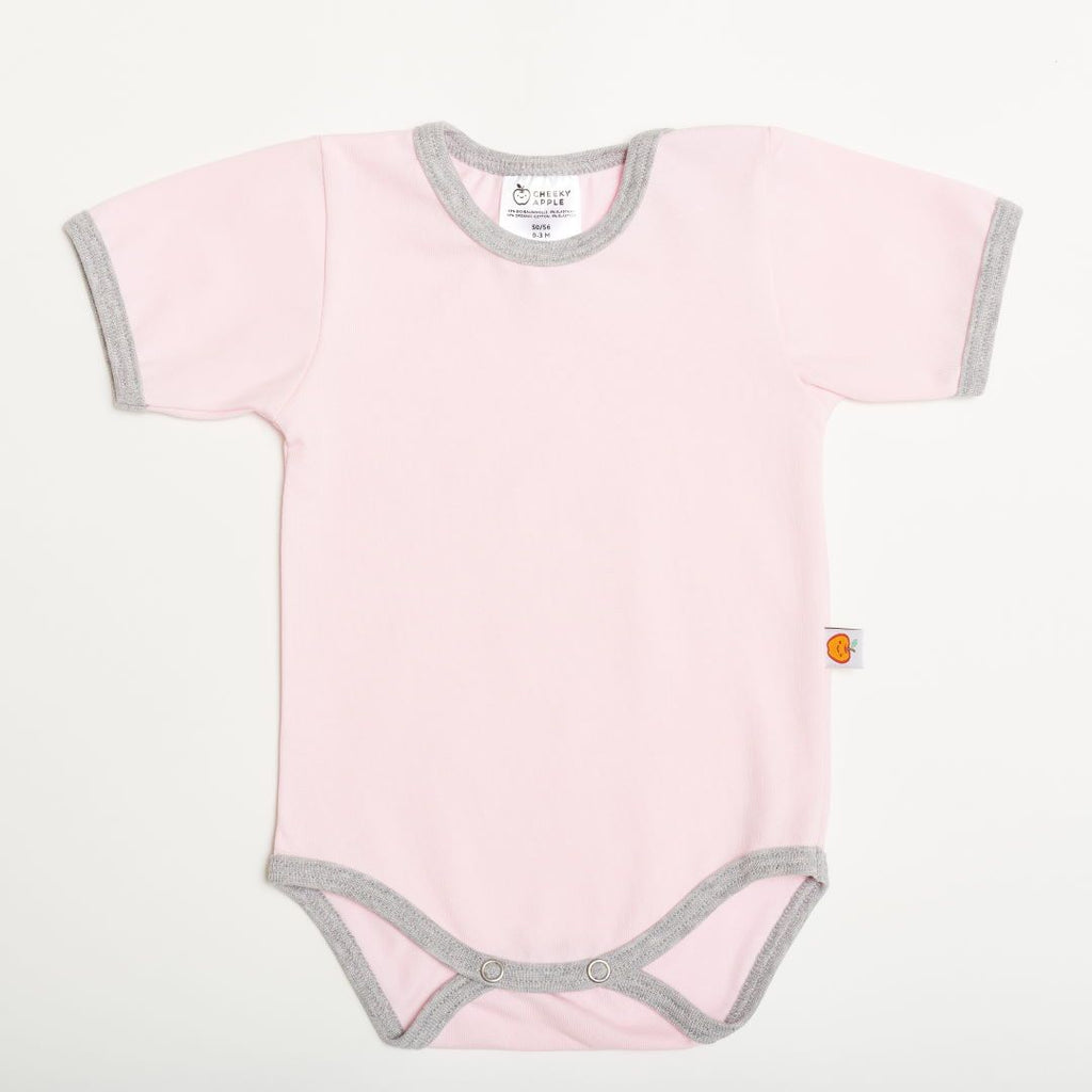 Short-sleeve baby body "Baby Pink/Grey"