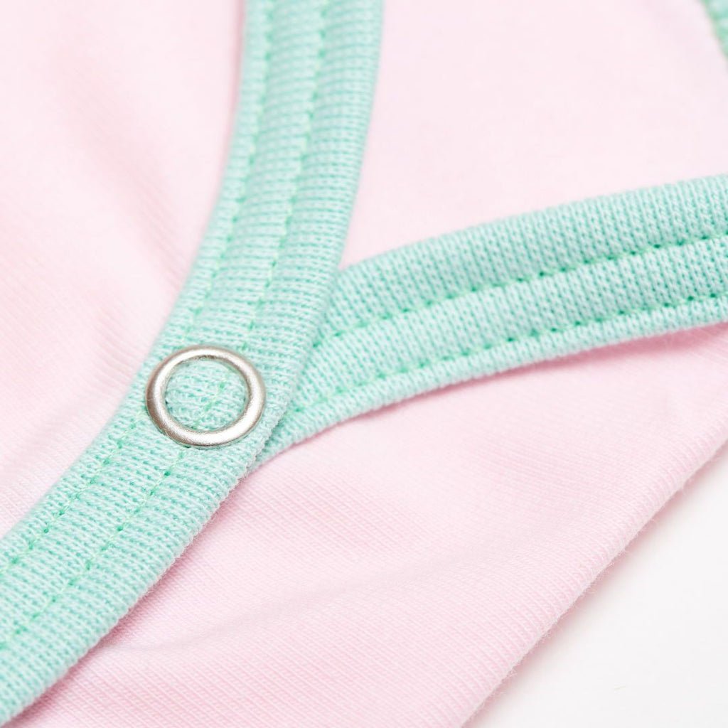 Short-sleeve baby body "Baby Pink/Spearmint"