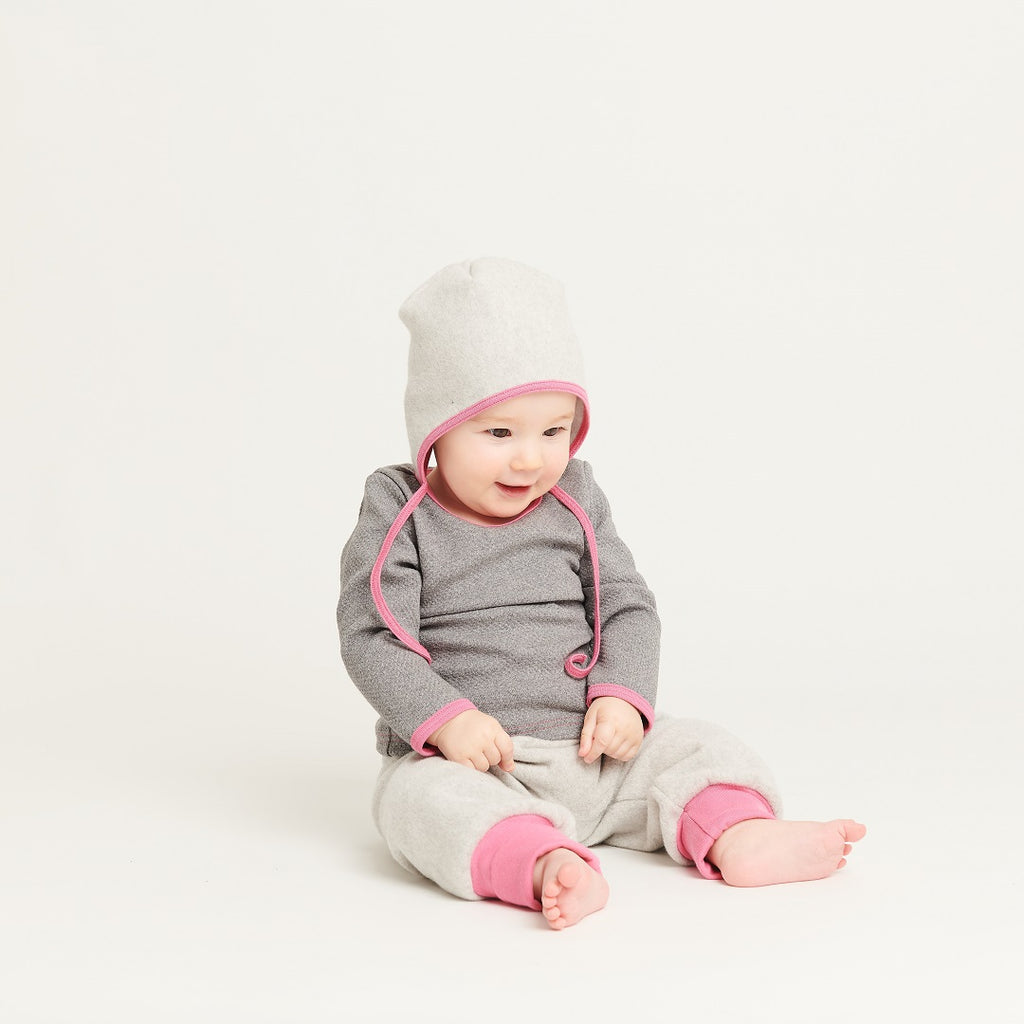 Baby fleece pants "Fleece Grey/Pink" - Cheeky Apple