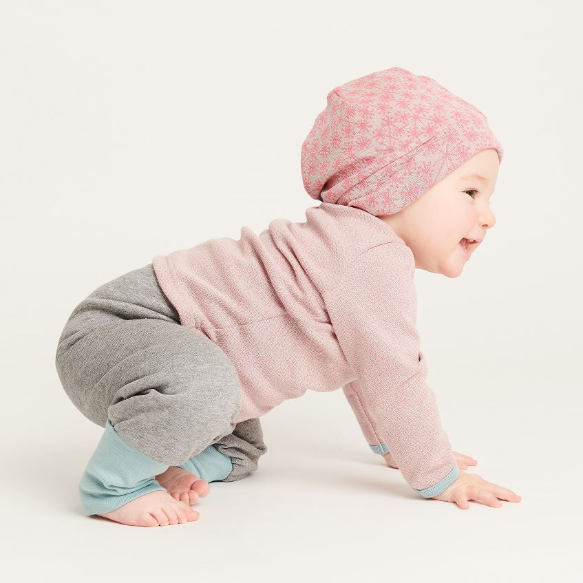 Baby sweat pants with pockets "Sweat Grey/Dandelion Pink" - Cheeky Apple