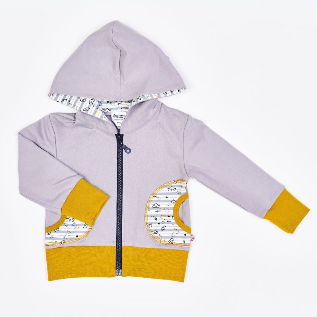 Sweat Hoodie "Summersweat Grey | My little golden Ship" made from 95% organic cotton and 5% elasthane