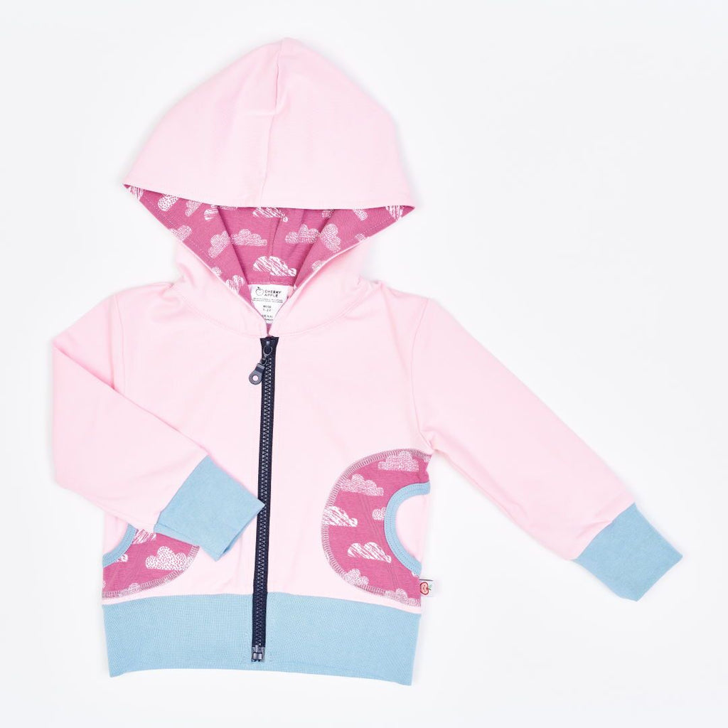 Sweat Hoodie "Summersweat Light Pink | Clouds Vintage Rose" made from 95% organic cotton and 5% elasthane