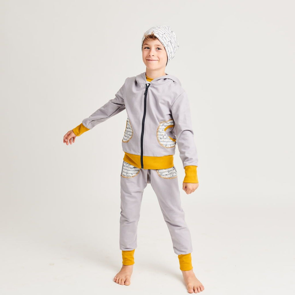 Boys Sweatpants "Summersweat Grey | My little golden Ship" made from 95% organic cotton and 5% elasthane