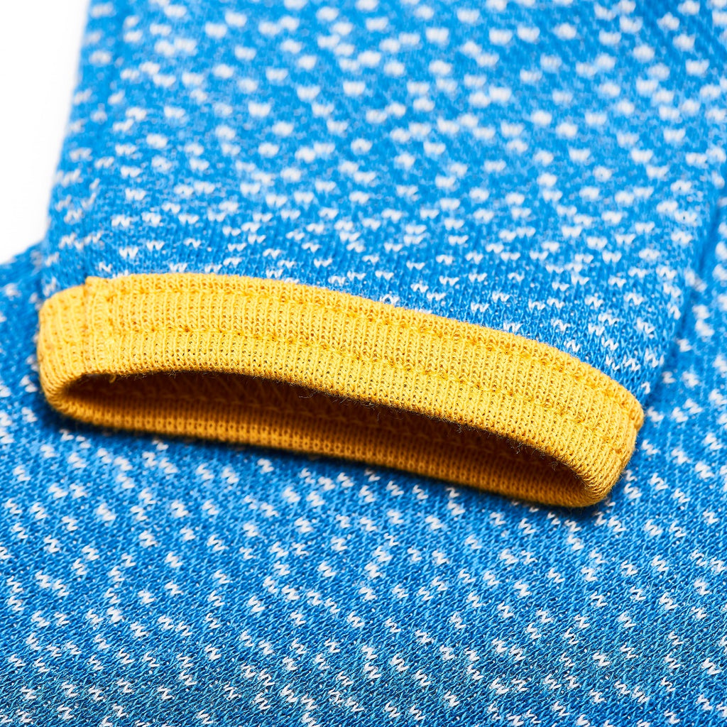 Long sleeve baby top "Dotties Blue/Mustard"