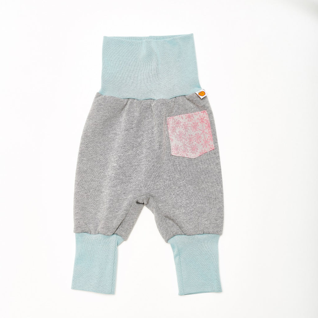 Baby sweat pants with pockets "Sweat Grey/Dandelion Pink" - Cheeky Apple