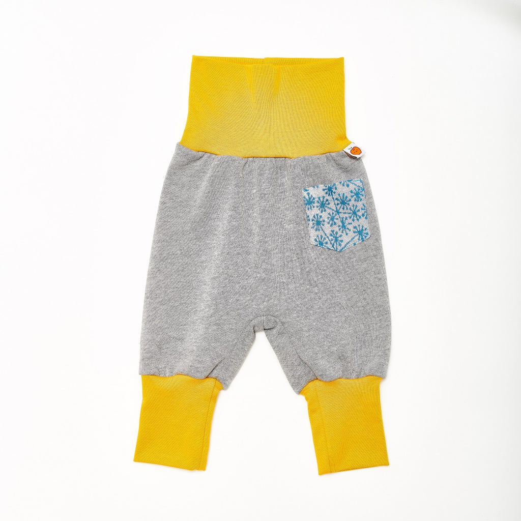 Baby sweat pants with pockets "Sweat Grey/Dandelion Blue" - Cheeky Apple