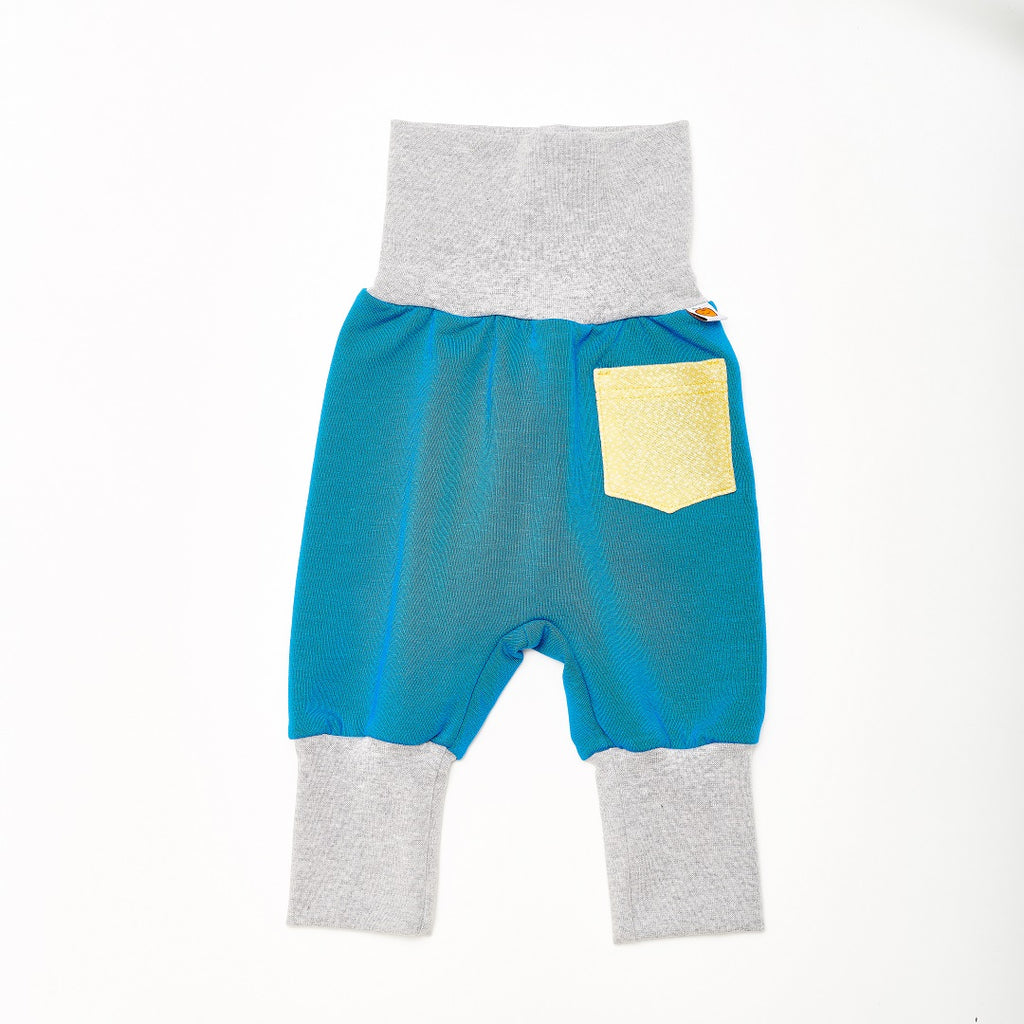 Baby Sweat pants with pockets "Sweat Blue/Dotties Bamboo" - Cheeky Apple
