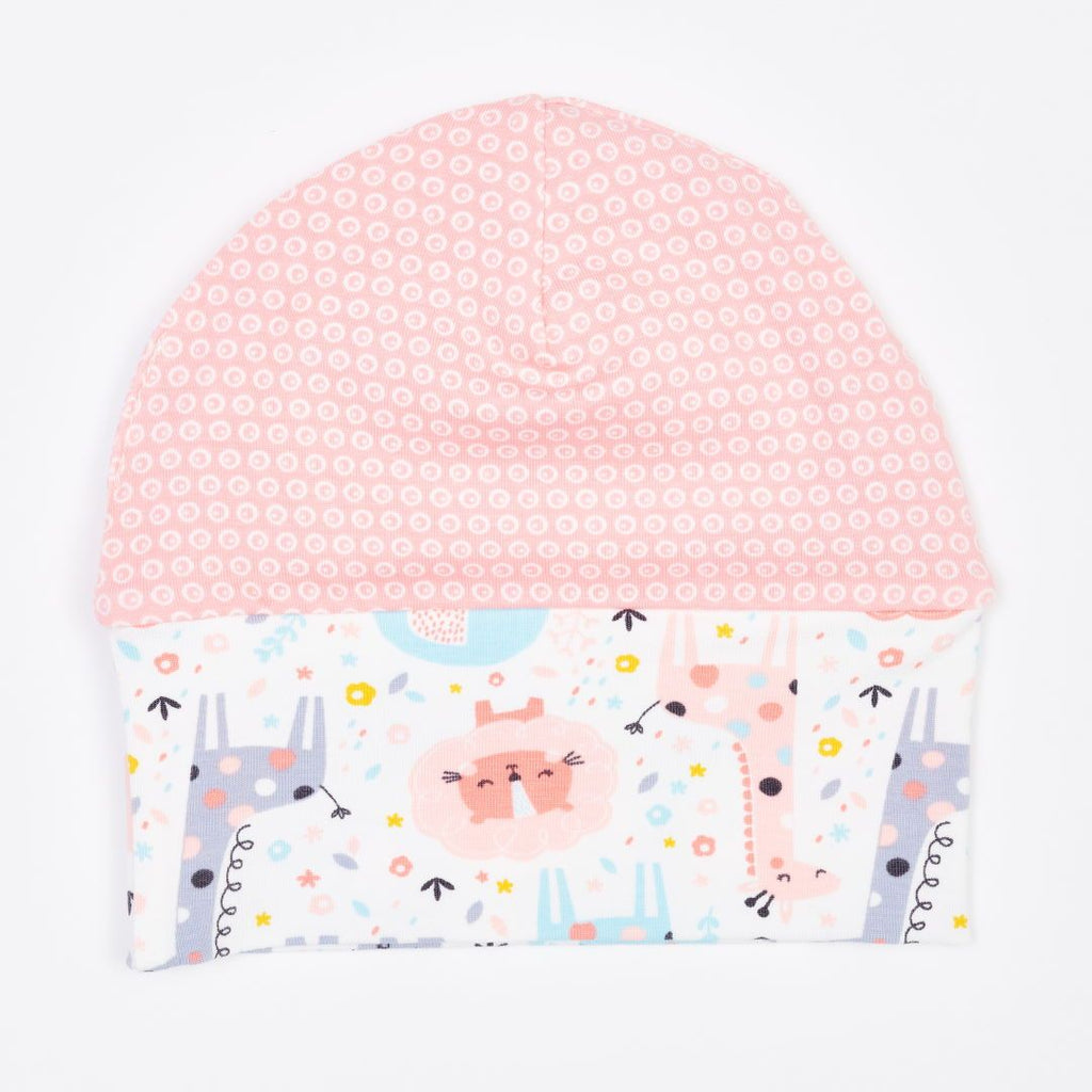 Organic lined baby hat "Mini Jungle Rose" made from 95% organic cotton and 5% elastane