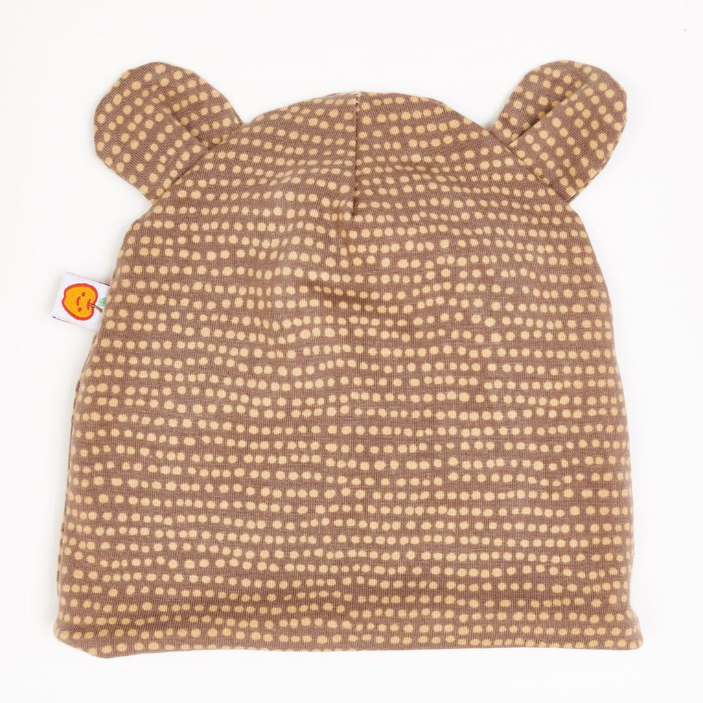 Lined baby hat with ears "Dotted Lines Taupe"