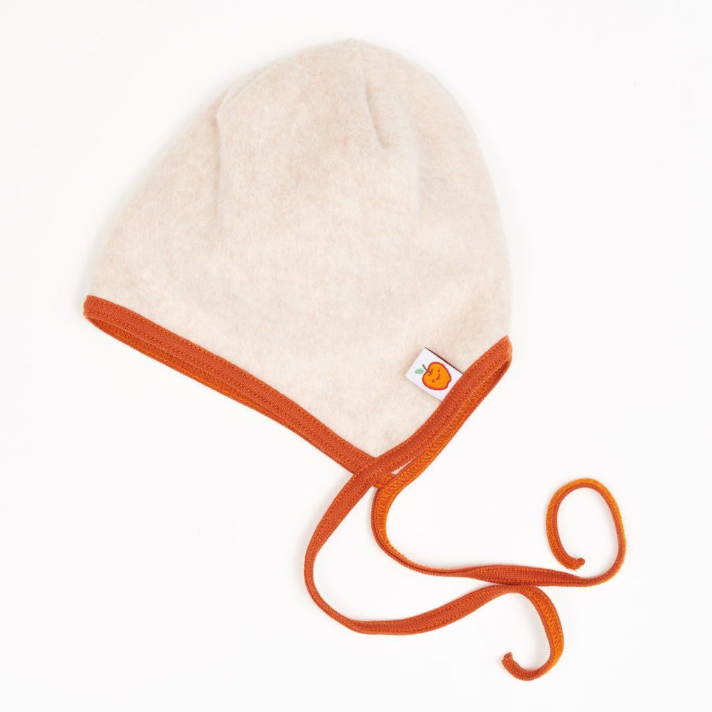 Fleece baby hat with ear flaps "Fleece Nude Marl | Rust"