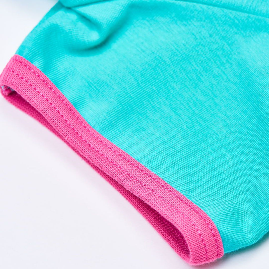 Organic girls shortsleeve top "Mint | Pink"  made from 97% organic cotton and 3% elastane