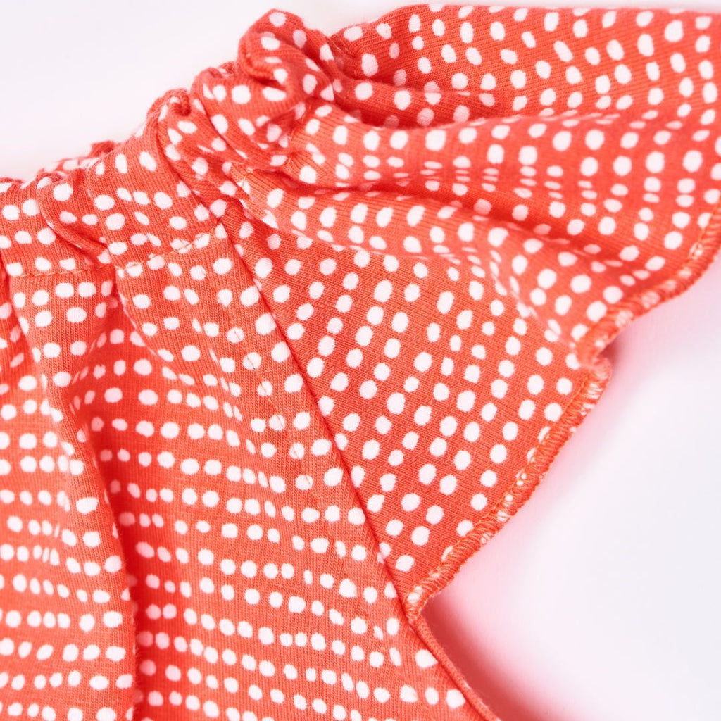 Organic a-line dress "Dotted Lines Coral" made from 95% organic cotton and 5% elastane