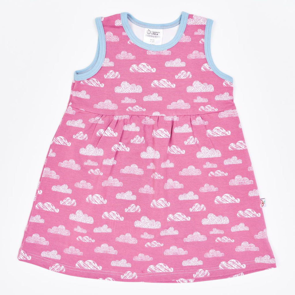 Organic sleeveless dress "Clouds Vintage Rose" made from 95% organic cotton and 5% elastane
