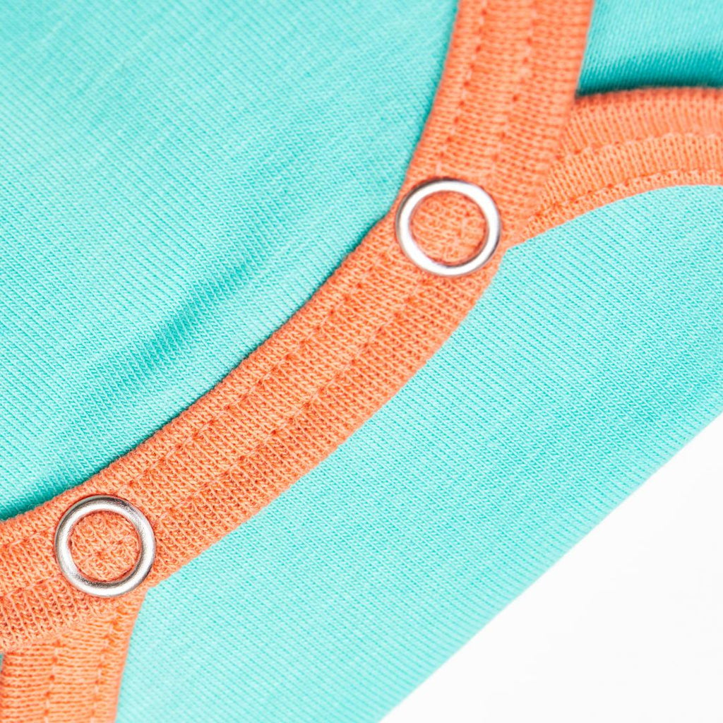 Long-sleeve baby body "Mint/Apricot"