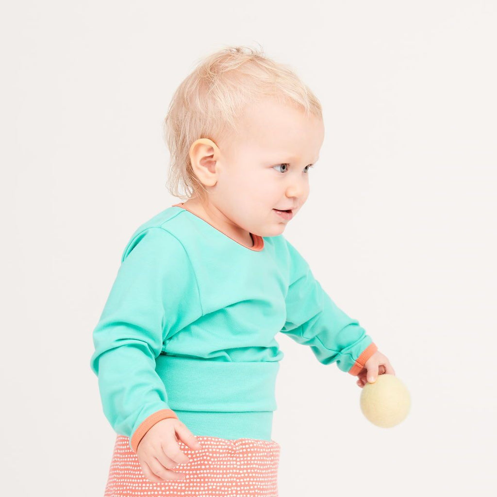 Long-sleeve baby body "Mint/Apricot"
