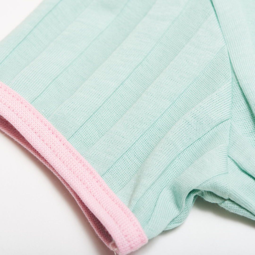 Girls' Short-sleeve Top "Ribbed Jersey Spearmint/Baby Pink"