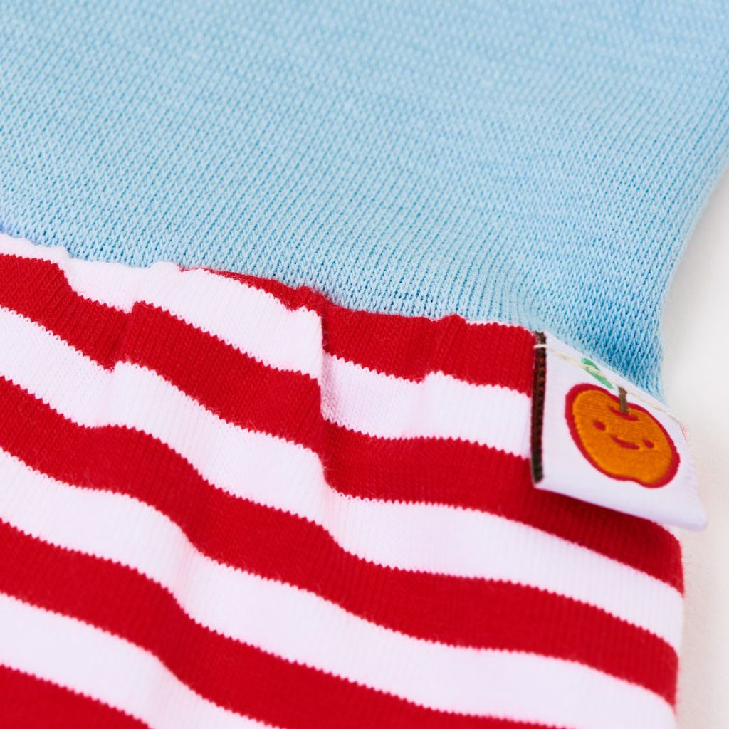 Baby pants "Red-White Stripes/Stone Blue"