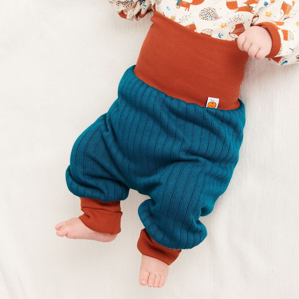 Reversible baby pants "Petrol"