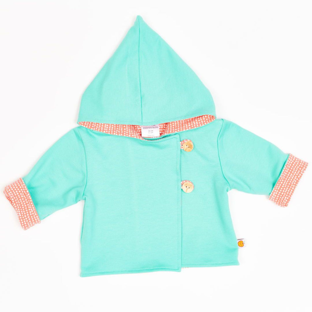 Reversible baby jacket "Mint/Dotted Lines Coral"