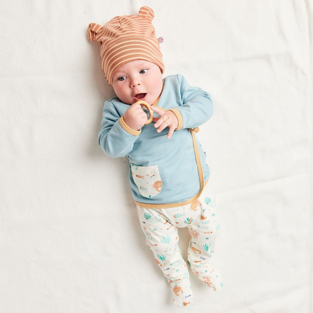 Organic wrap jacket with pocket "Frost | Ocean Party" made from 95% organic cotton and 5% elastane